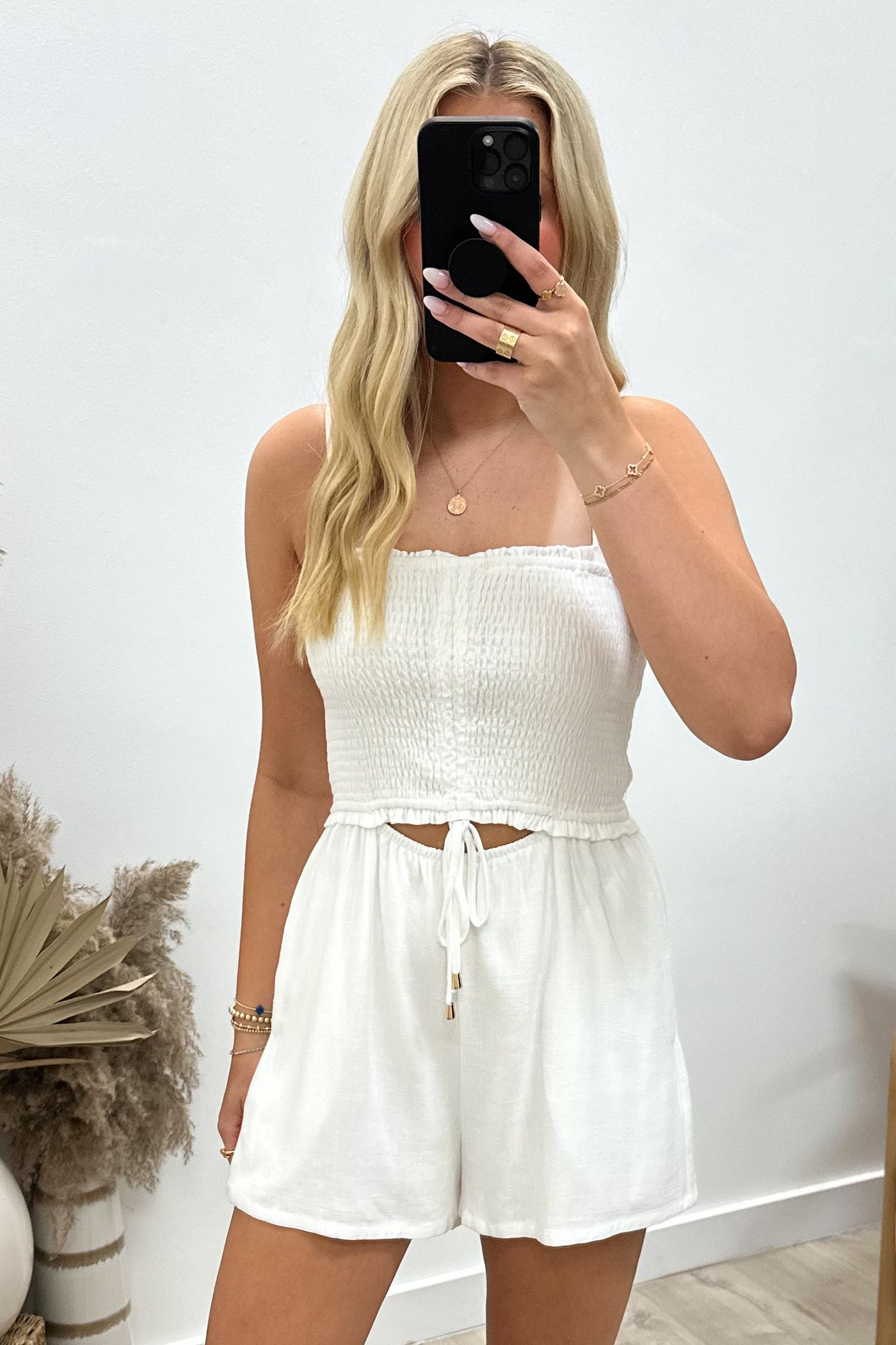 "Beachside Romance" Romper (Off White) - Happily Ever Aften