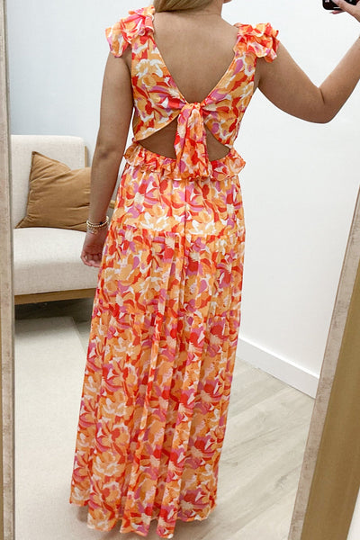"Sun-Kissed Sweetheart" Maxi Dress (Pink/Orange) - Happily Ever Aften