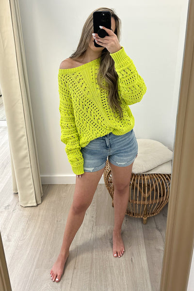 "Best Of Me" Sweater (Lime Yellow) - Happily Ever Aften