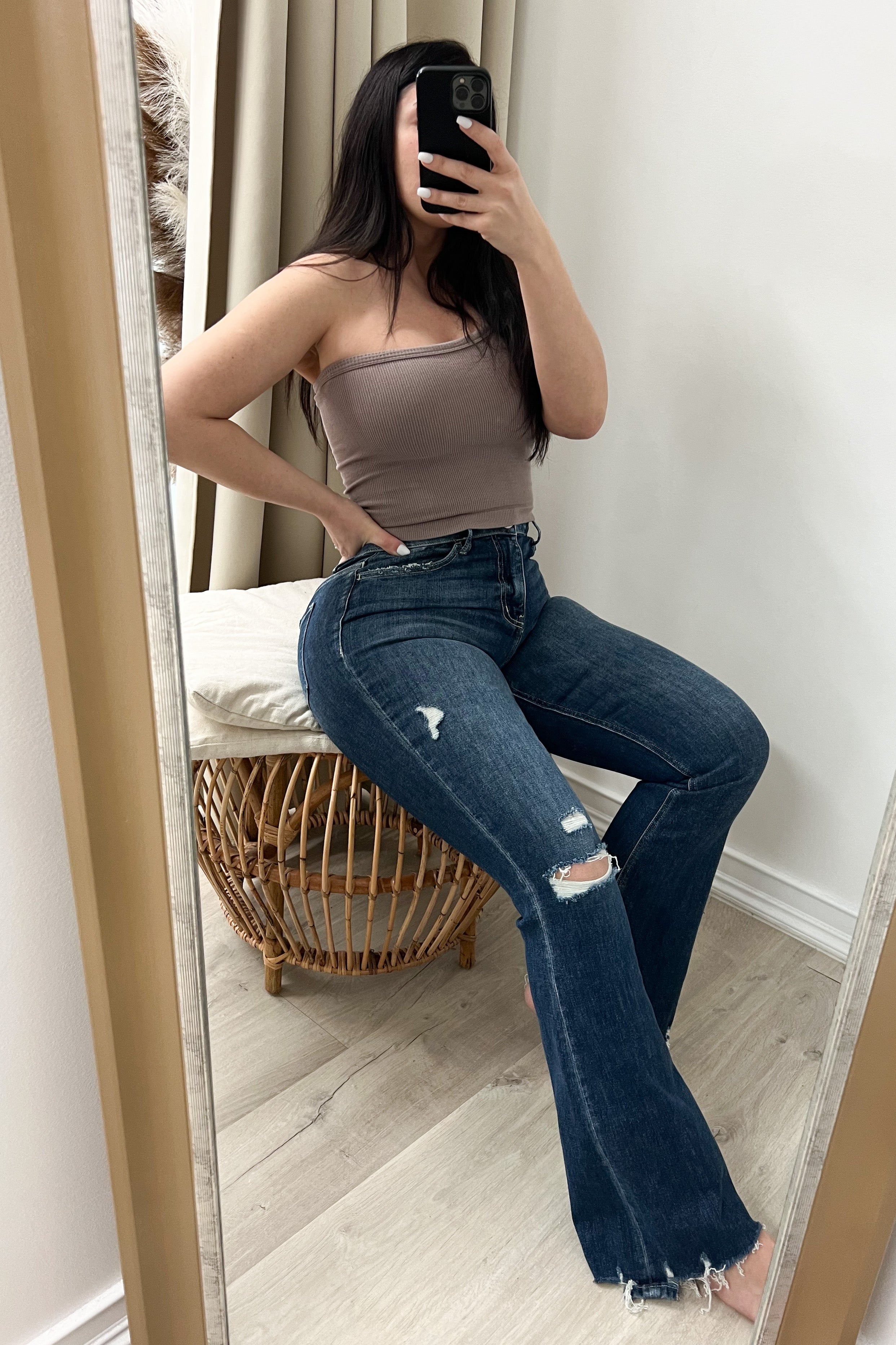 90s Vintage Cropped High Rise Flare Jeans – Willow, 48% OFF