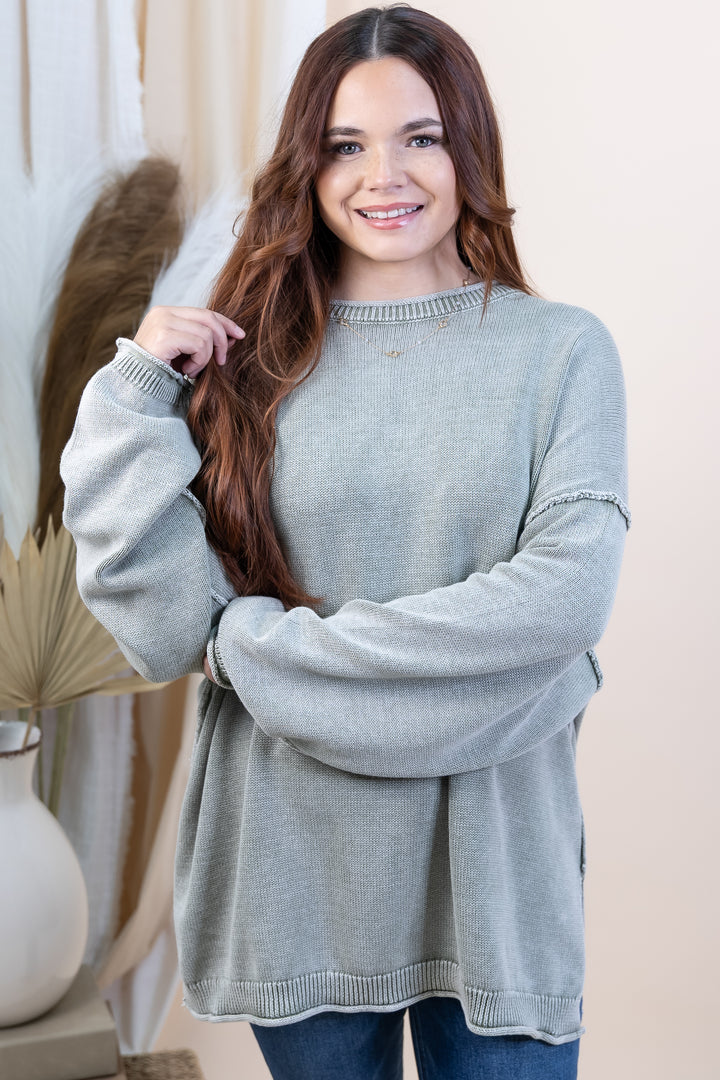 "Quite The Look" Sweater (Light Olive)