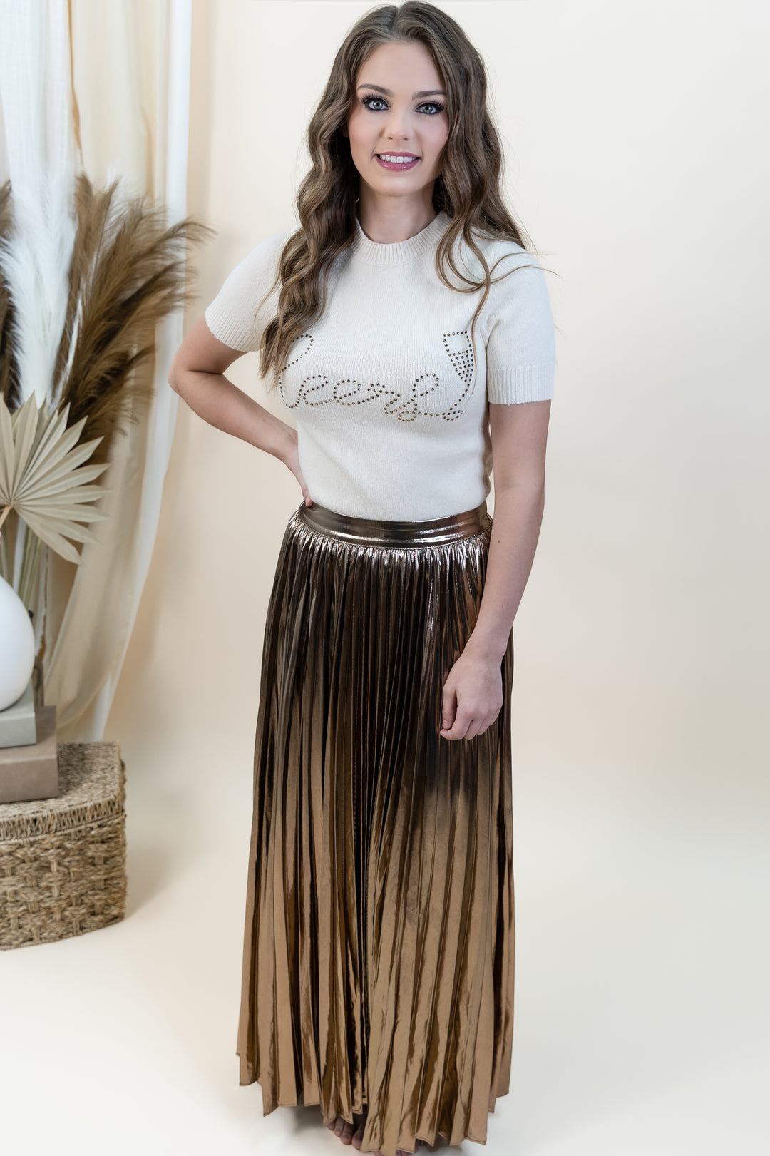 "Molten Magic" Maxi Skirt (Bronze)