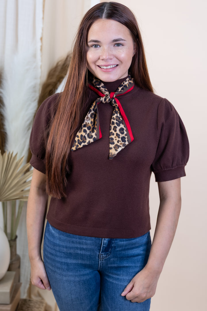 "Tied In Leopard" Top (Brown)