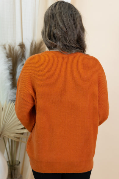 "Carving Pumpkins" Sweater (Burnt Orange)