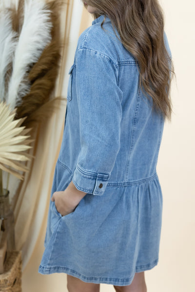 "Staying In Rotation" Dress (Medium Denim)