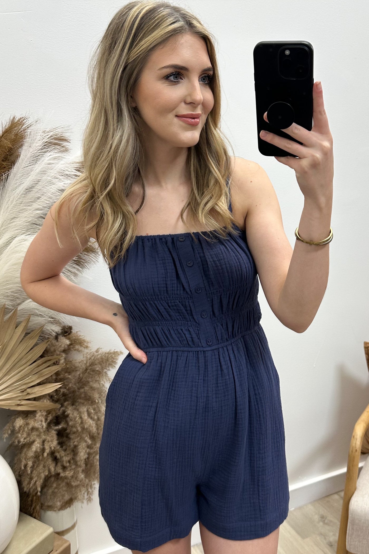 "Had Me At Hello" Romper (Light Navy Blue)
