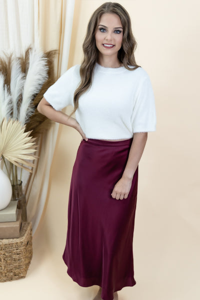 "Meant To Stay" Midi Skirt (Burgundy)
