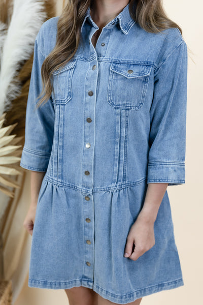 "Staying In Rotation" Dress (Medium Denim)
