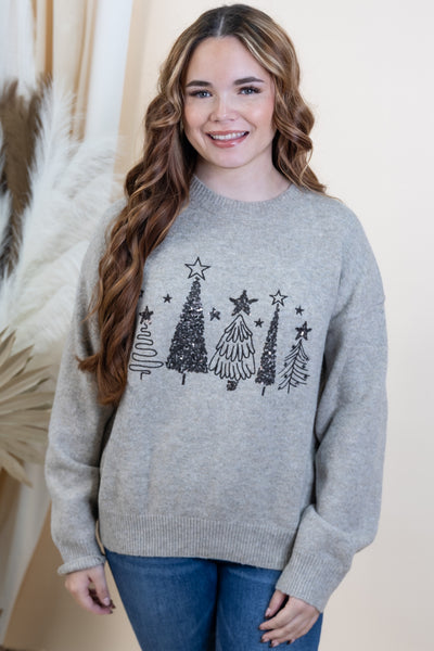 "Glitter Grove" Sweater (Oatmeal)