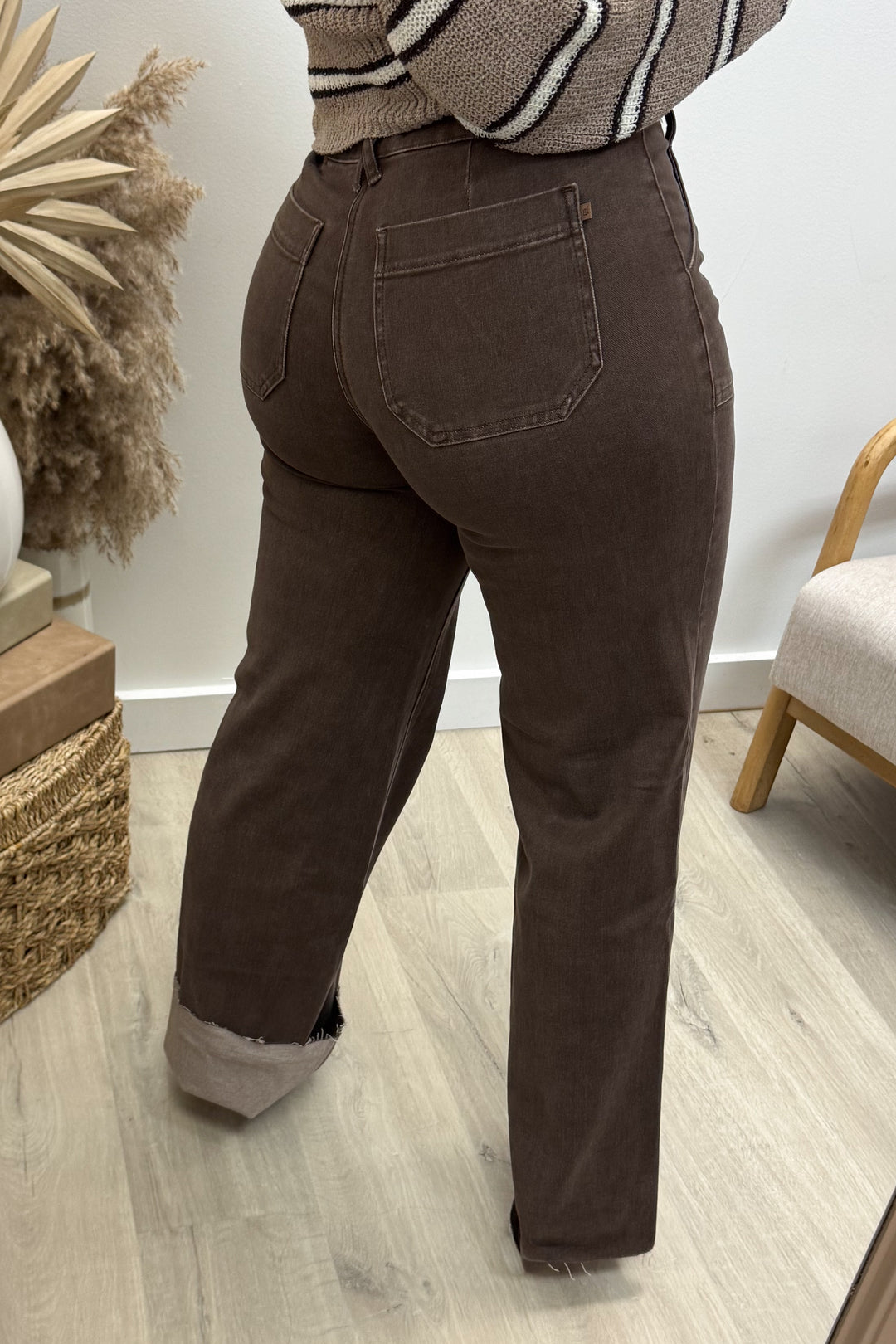 Sienna Wide Leg Jeans (Brown)