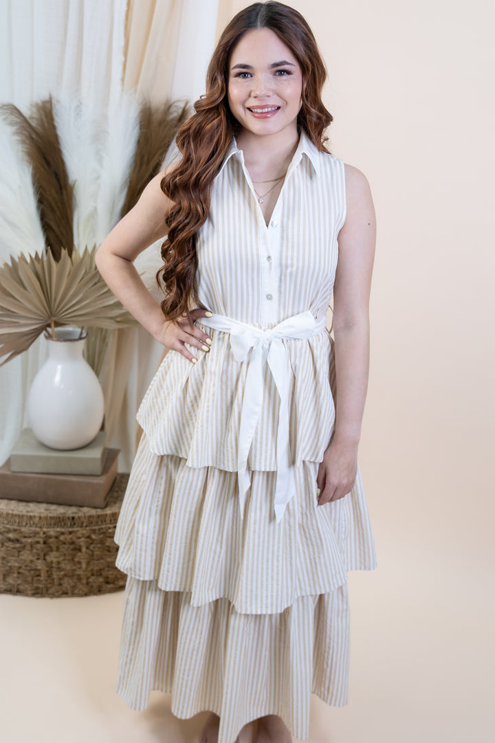 "Shoreline Walks" Dress (Sand)