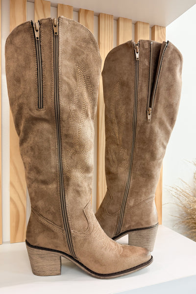 Jenna Western Boots (Taupe)