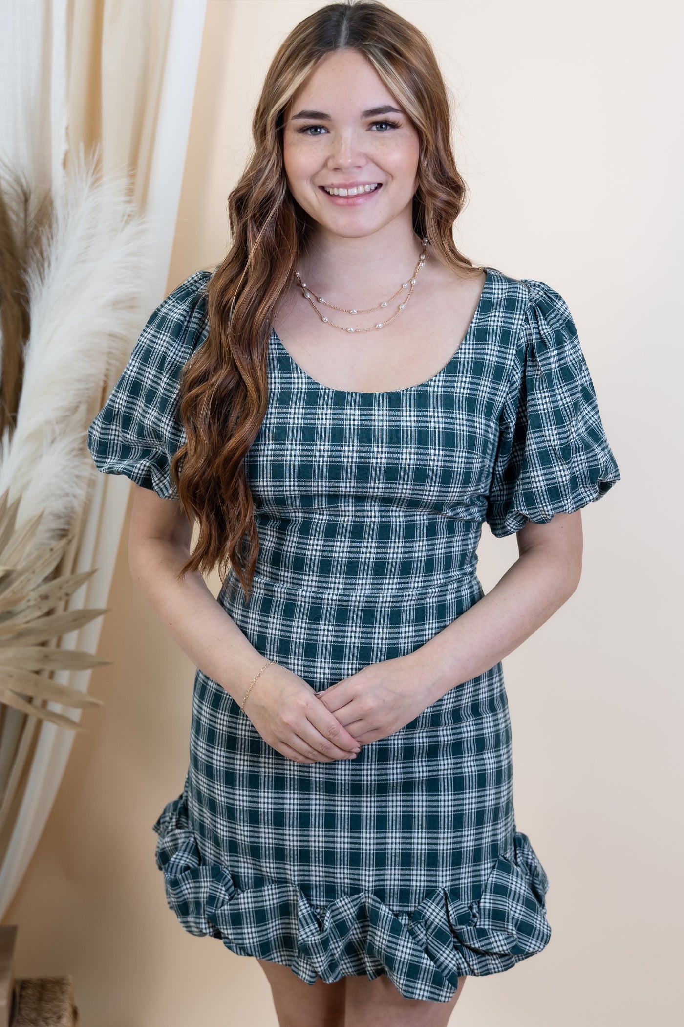 "Plaid & Proper" Dress (Dark Hunter Green)