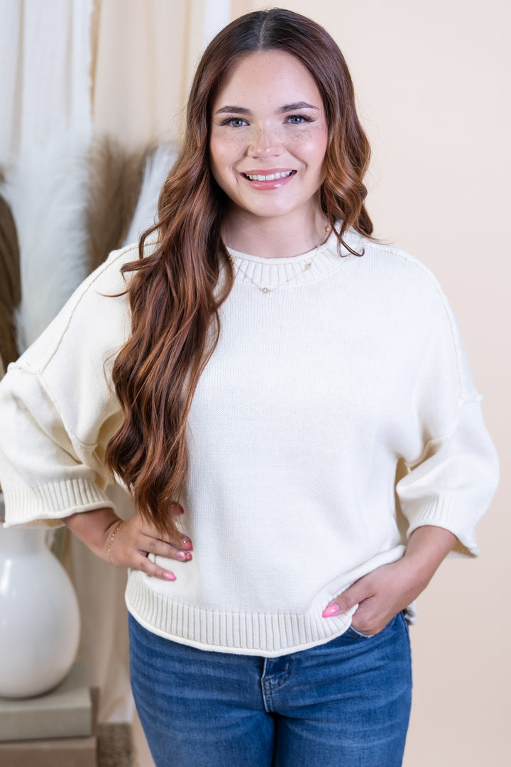 "Cozy State" Sweater Top (Ivory)