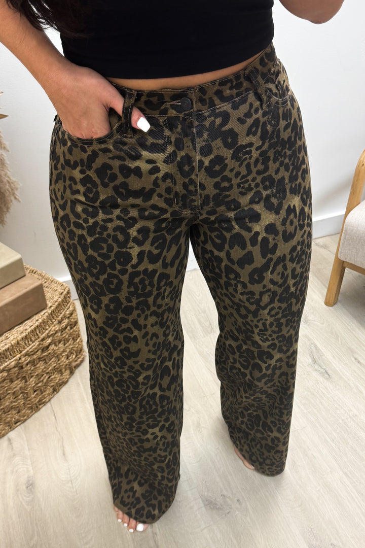 Zara Wide Leg Jeans (Leopard)