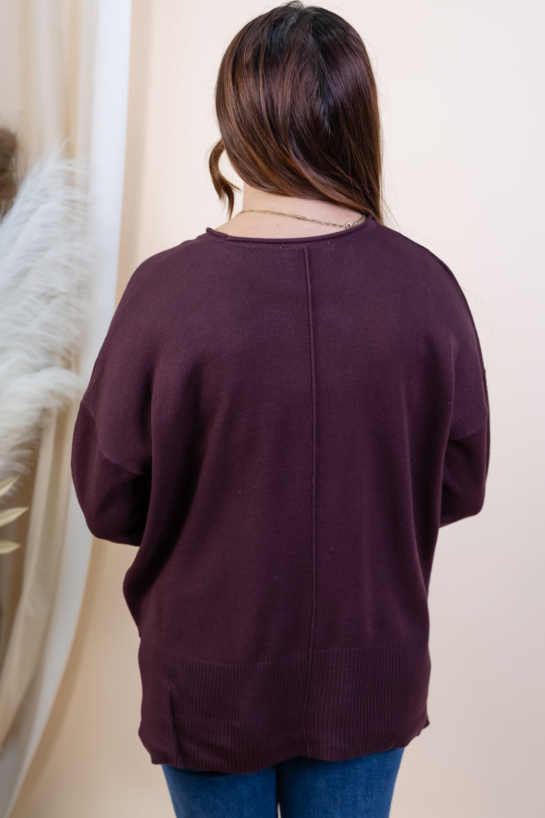 "Center Line" Sweater (Dark Cherry)