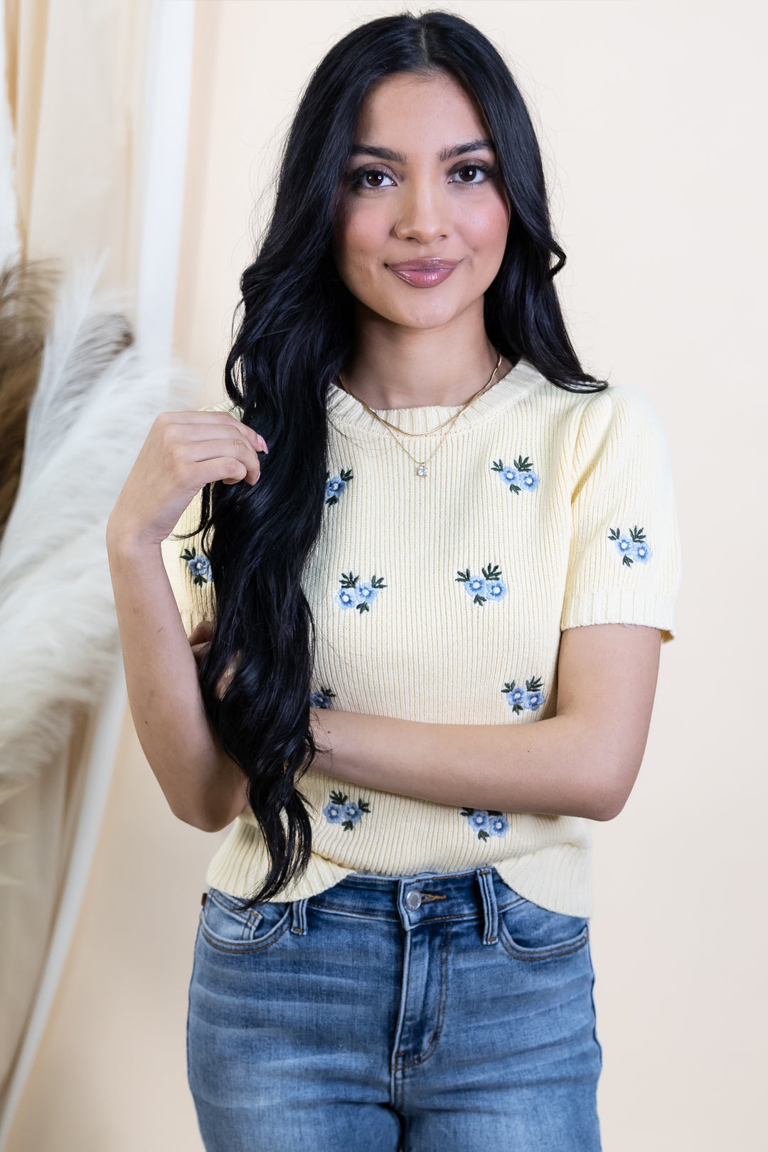 "Spring In Bloom" Top (Butter Yellow Multi)