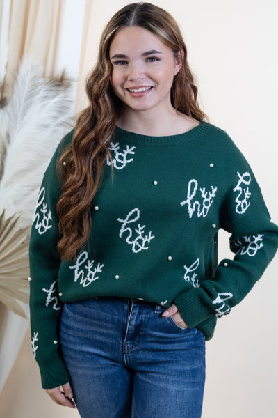 "Ho Ho Ho" Sweater (Hunter Green)