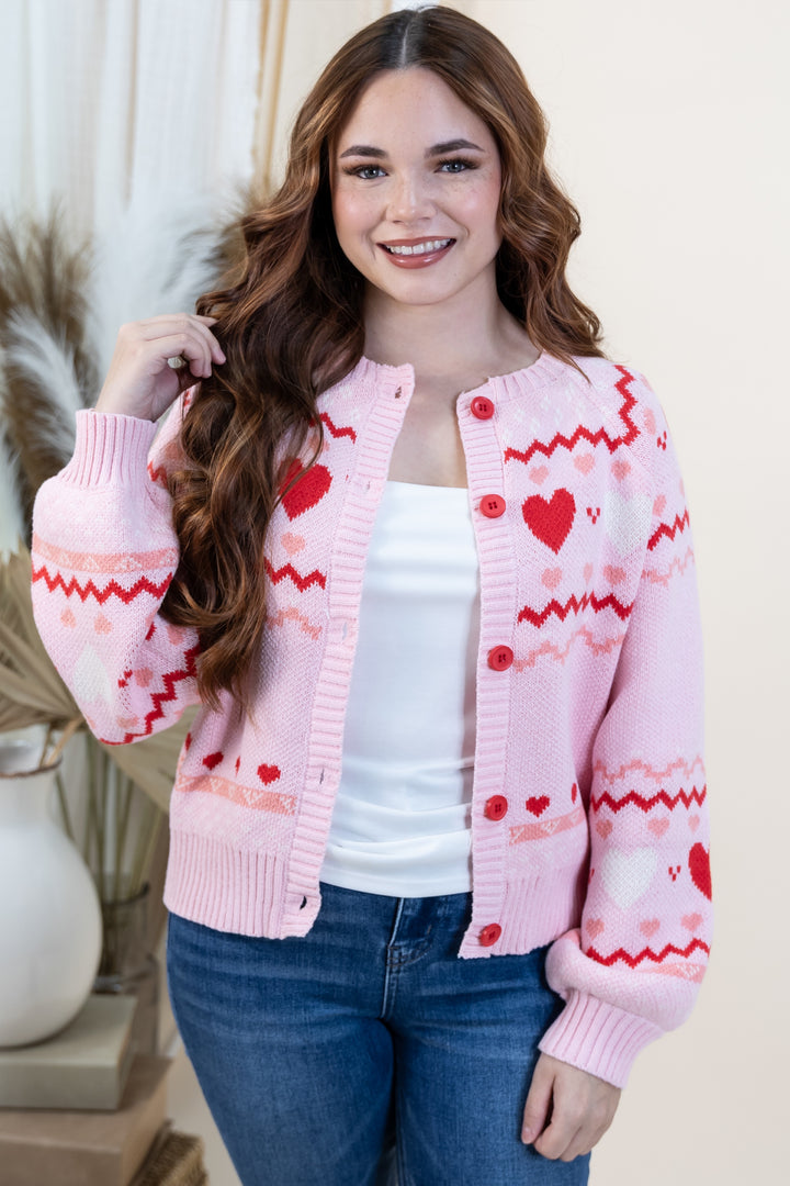 "Heartfelt Hugs" Cardigan (Pink)