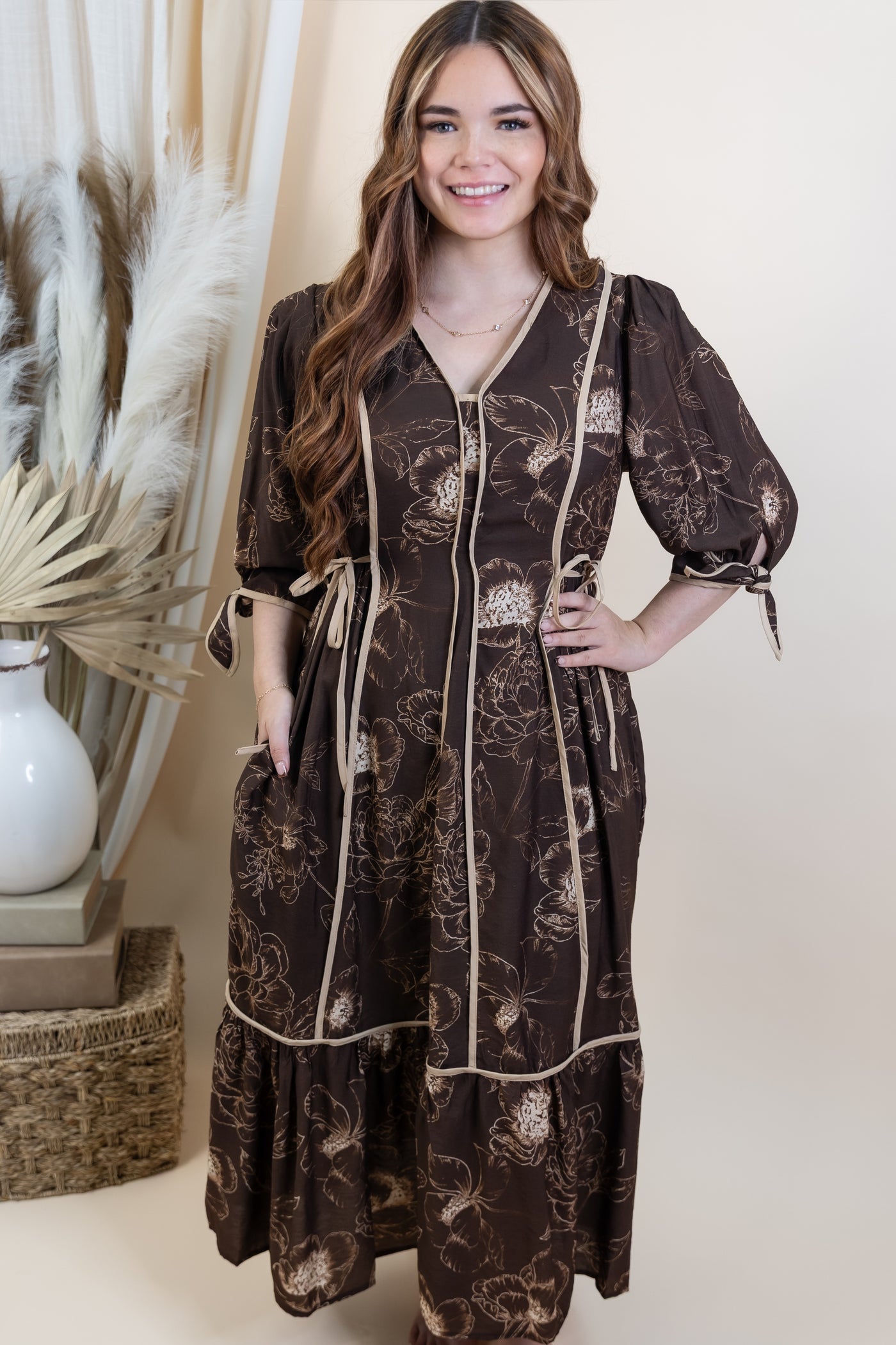 "Sweet Magnolia" Dress (Brown)