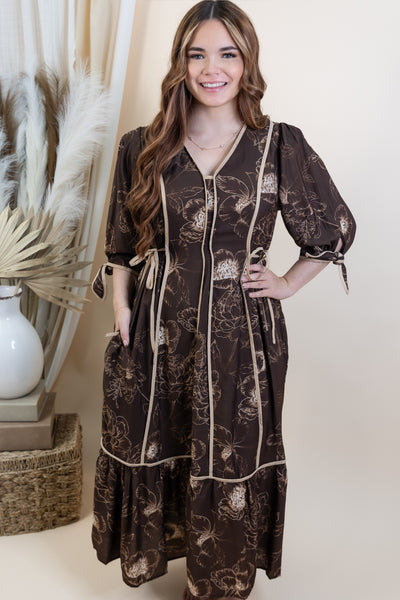 "Sweet Magnolia" Dress (Brown)