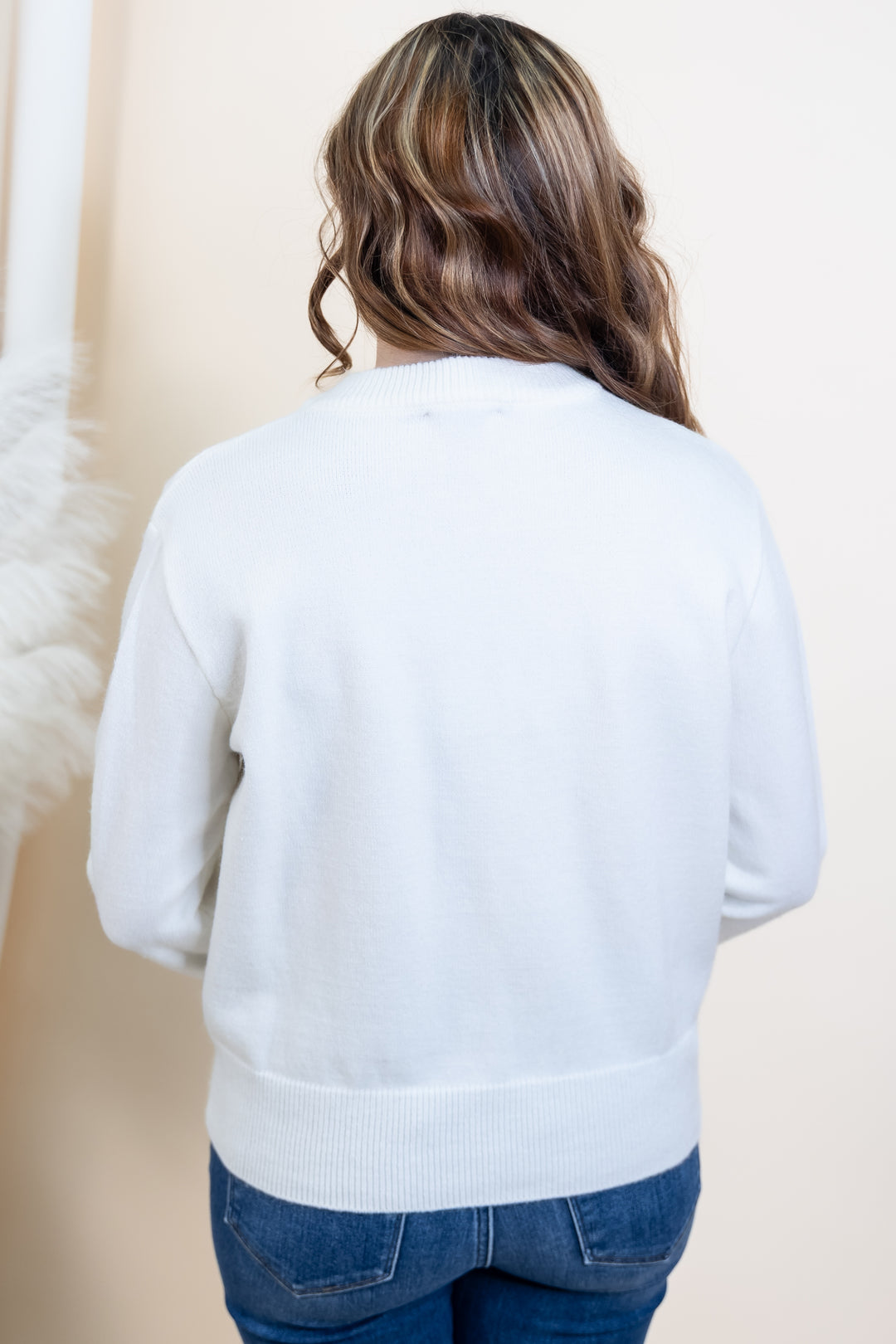 "Ribbons Of Glamour" Sweater (Off White)