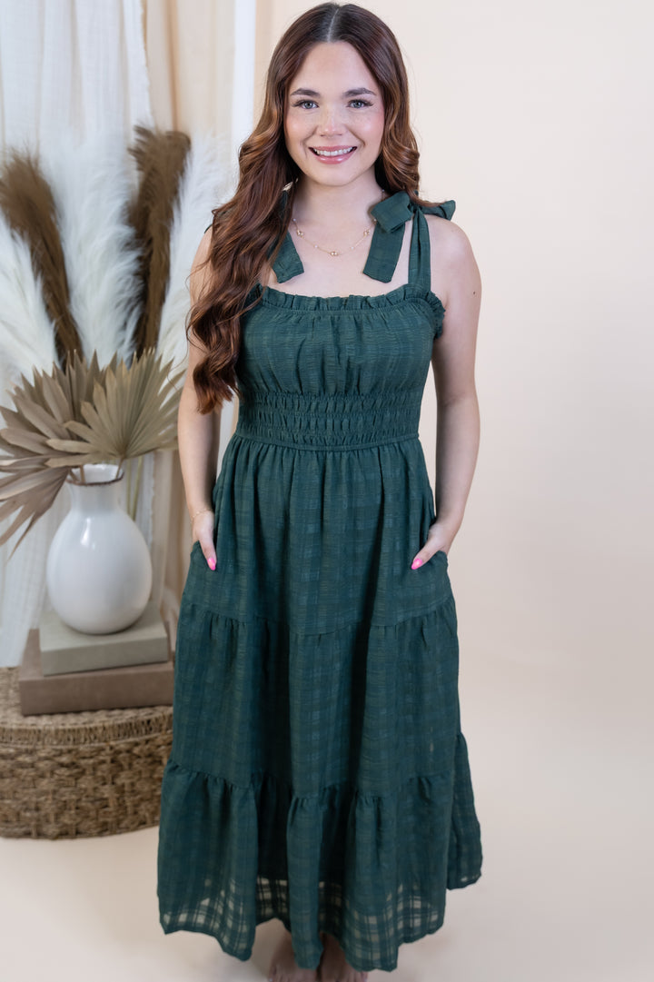 "Whispering Pines" Dress (Hunter Green)