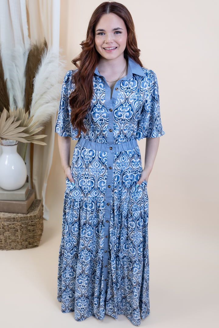 "Drift & Drape" Dress (Blue)