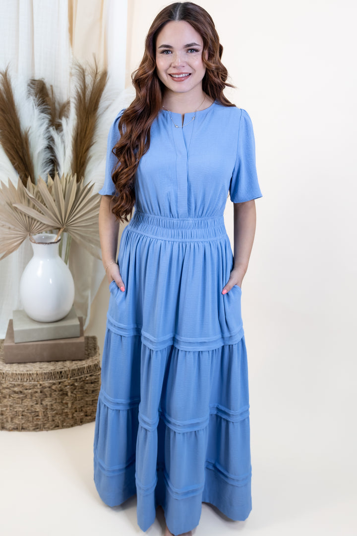 "Classic Charm" Dress (Periwinkle)