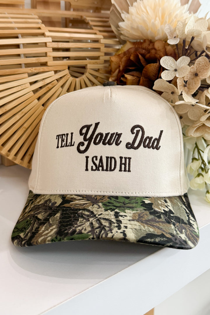 Tell Your Dad I Said Hi Trucker Hat (Camo/Natural)