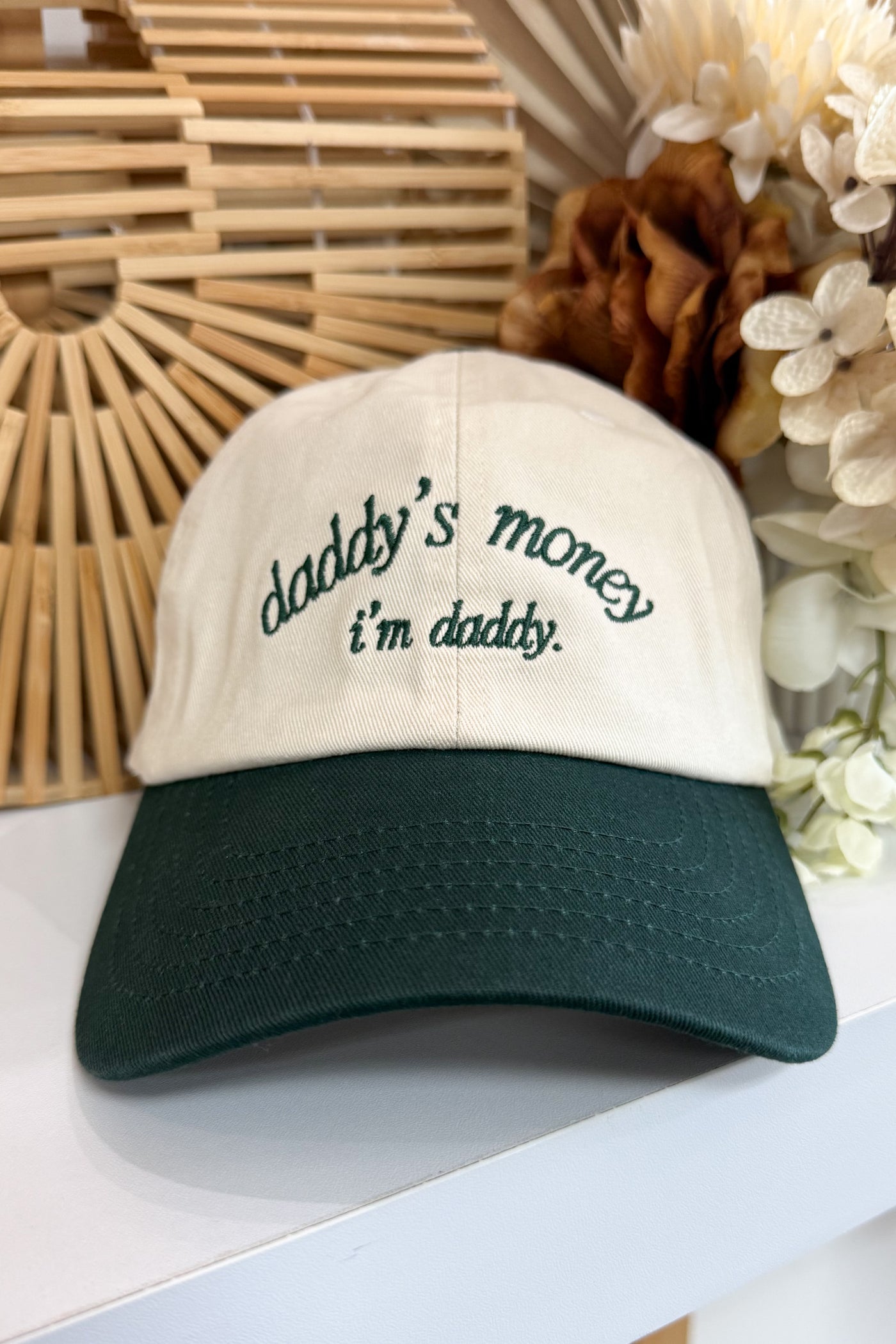 "Daddy's Money" Hat (Green/Natural)