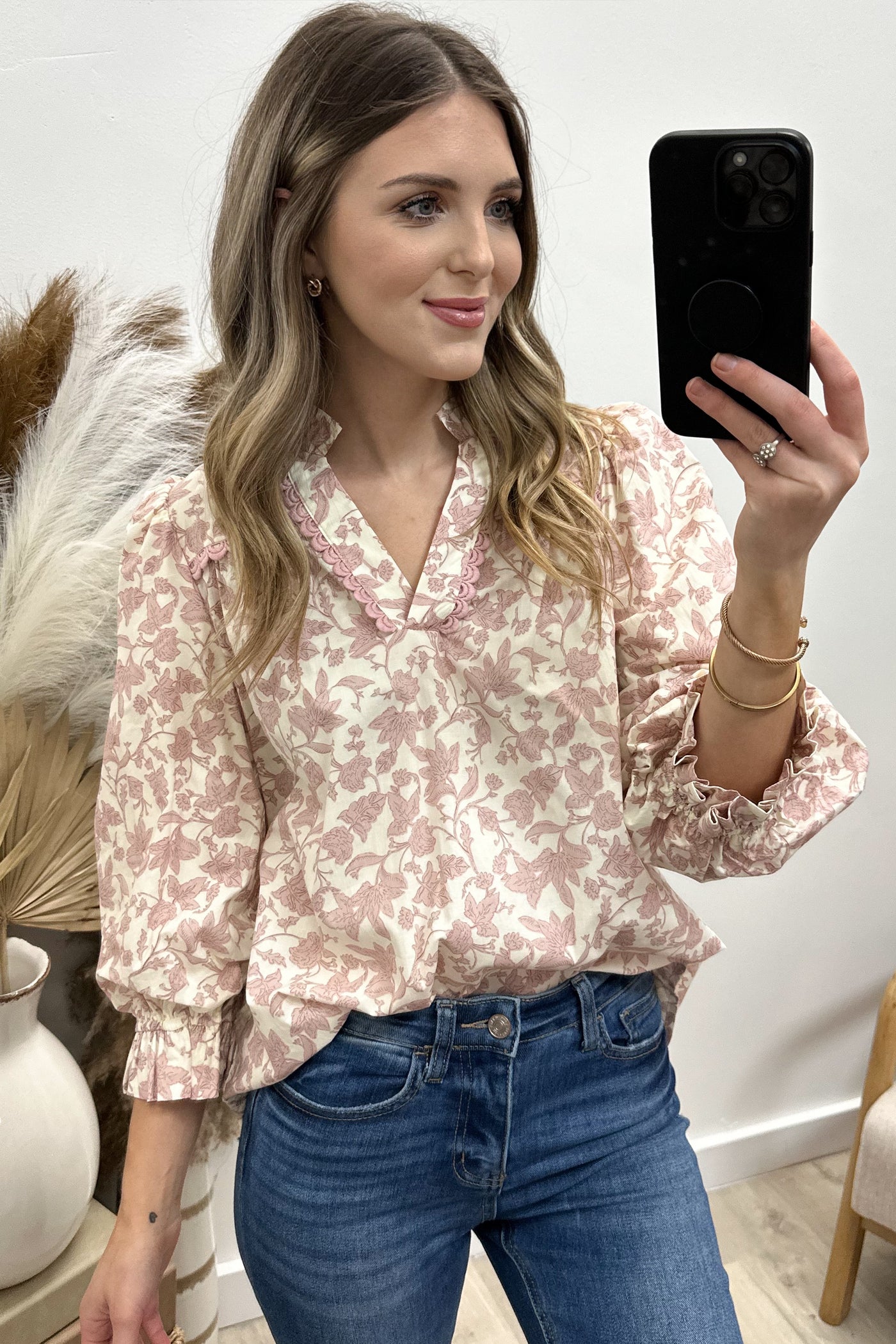 "Petal Parade" Blouse (Pink)
