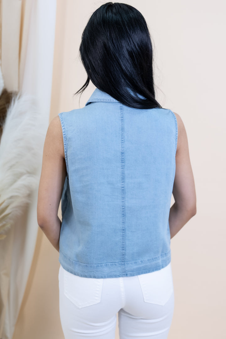 "Fresh Starts" Button Up (Light Blue)