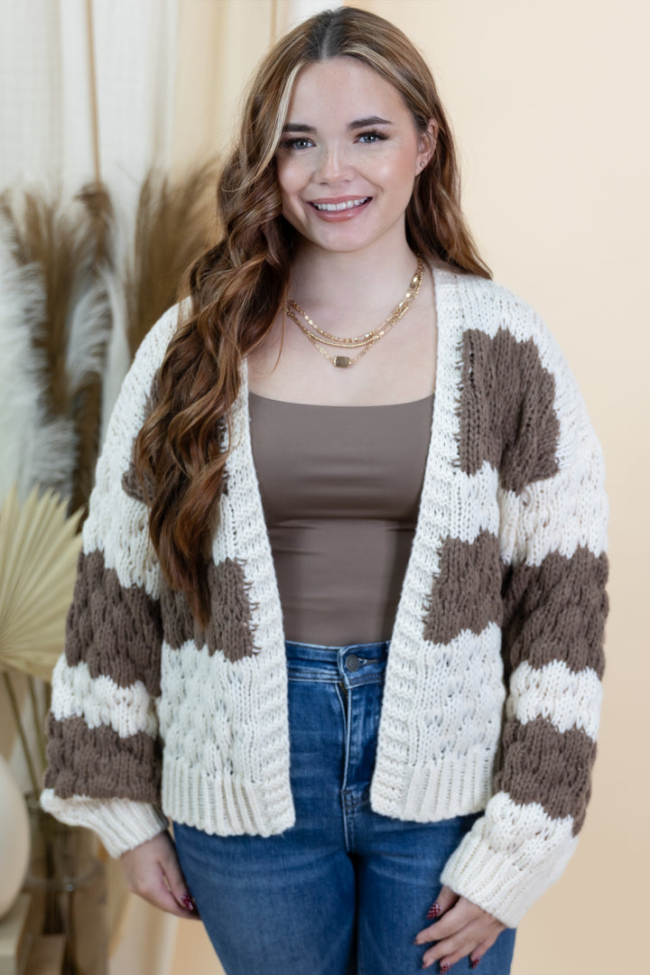 "Secret Admirer" Cardigan (Cream/Choco)