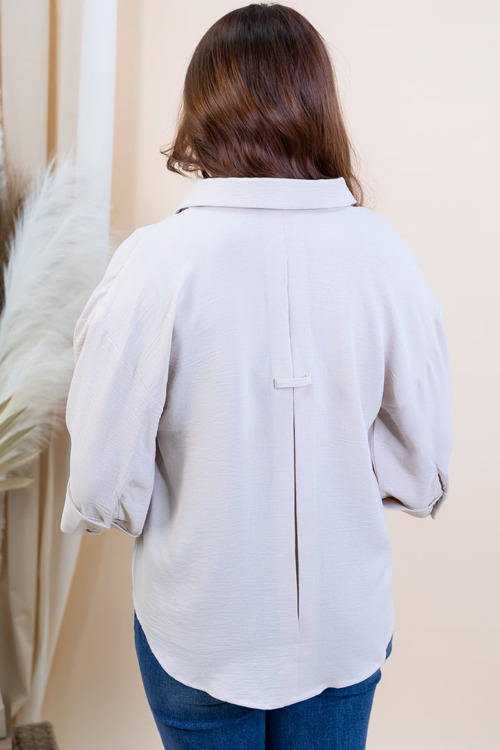 "Sharp & Simple" Button Up (Oatmeal)