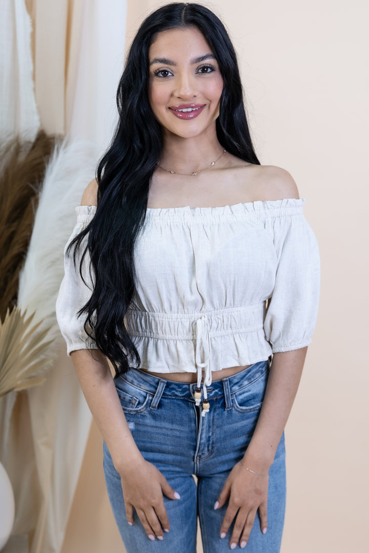"Beaded Breeze" Top (Natural)