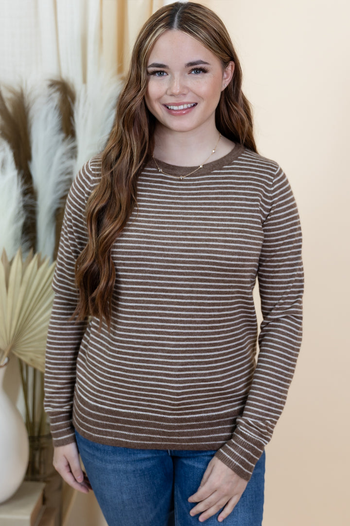 "Spontaneous Smiles" Long Sleeve Top (Camel)