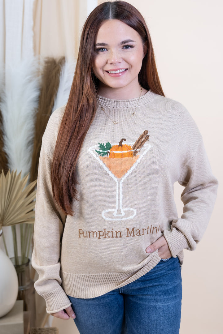 "Martini Hour" Sweater (Taupe)