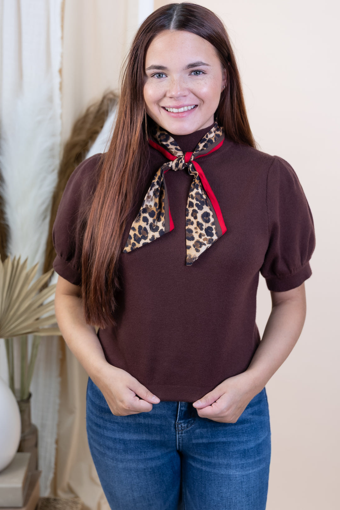 "Tied In Leopard" Top (Brown)