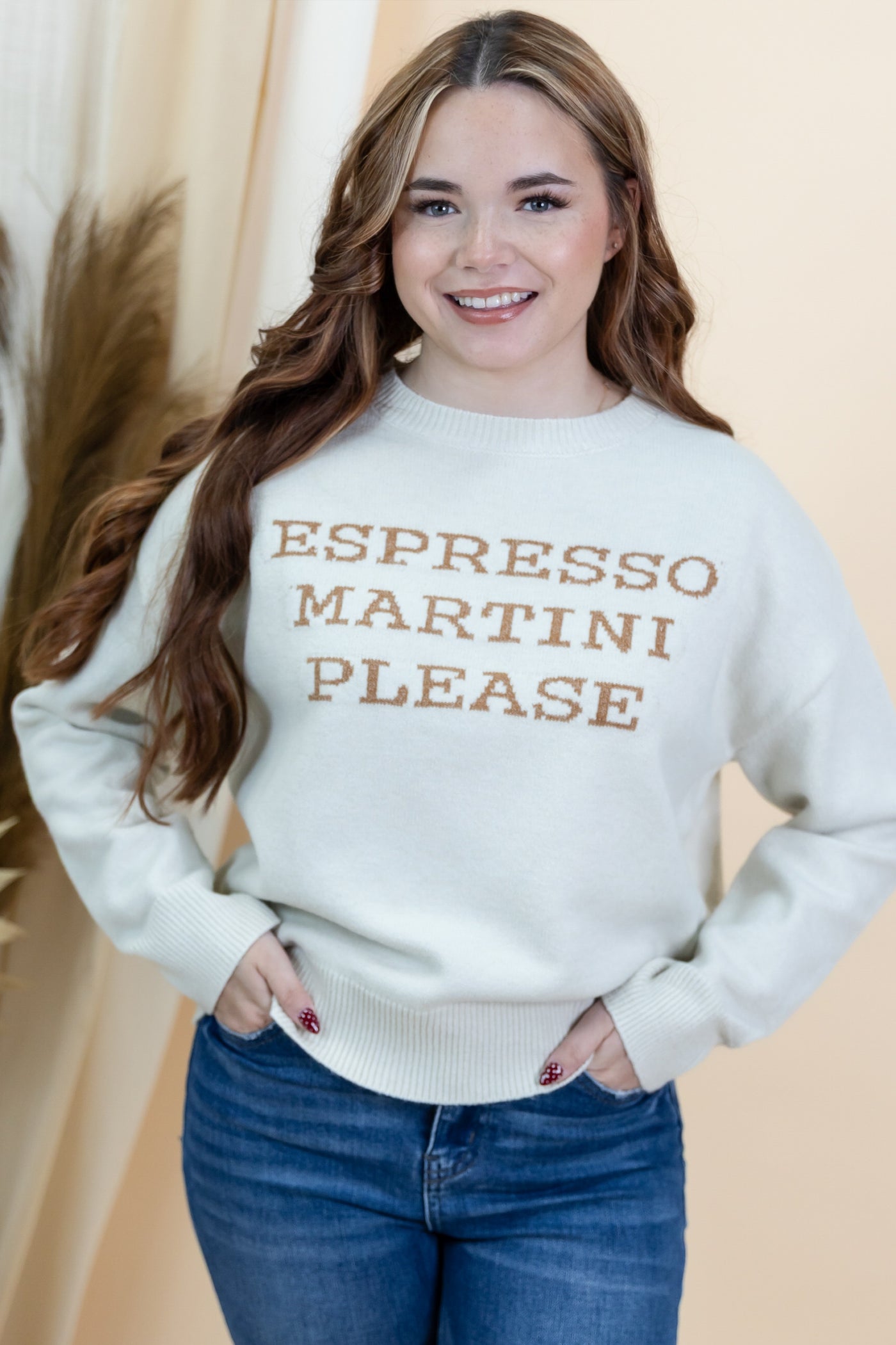 "Martinis Please" Sweater (Cream)