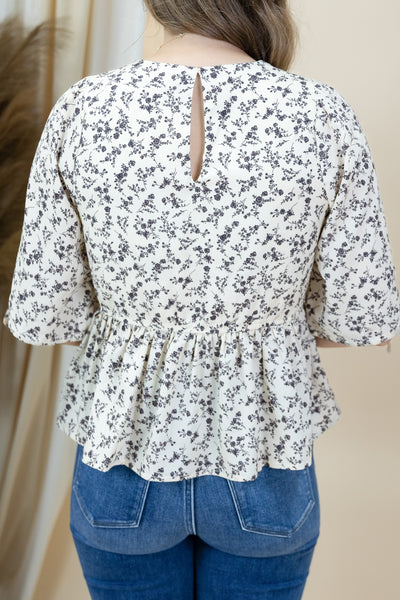 "In Full Bloom" Blouse (Cream/Black)