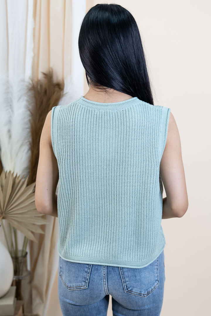 "Airy Layers" Sweater Top (Sage)
