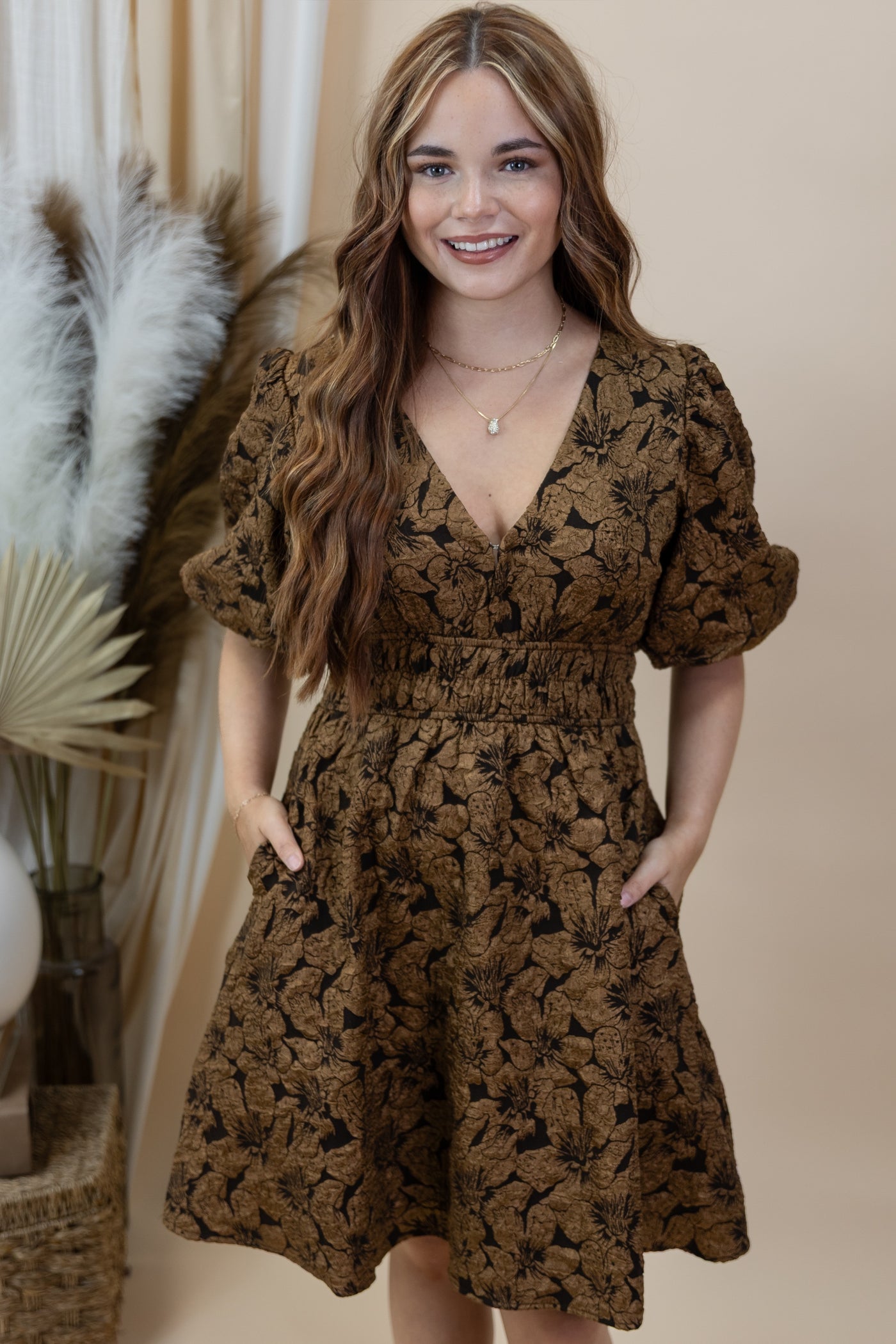 "Let Your Light Shine" Dress (Brown)