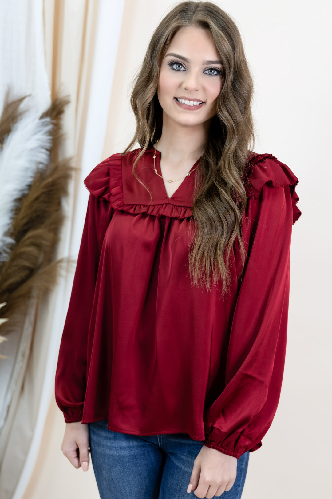 "Clear Choices" Blouse (Burgundy)