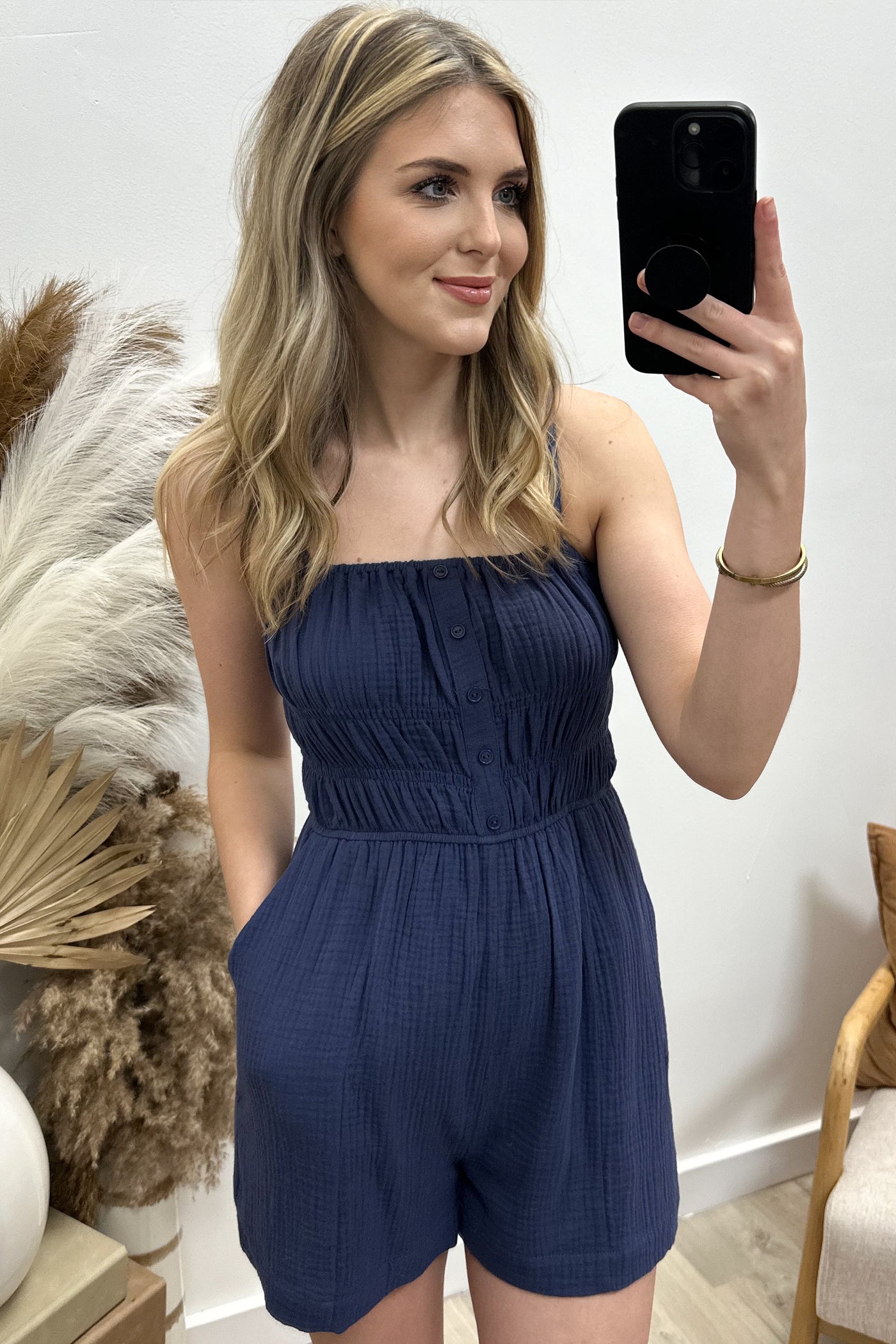 "Had Me At Hello" Romper (Light Navy Blue)