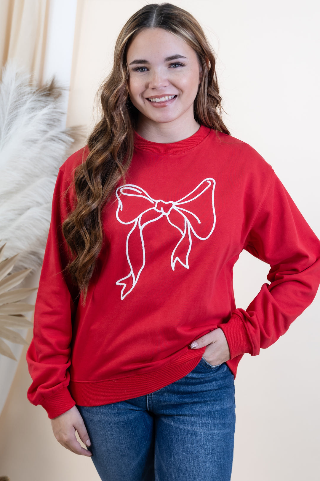 "Tied Together" Sweatshirt (Red/Cream)