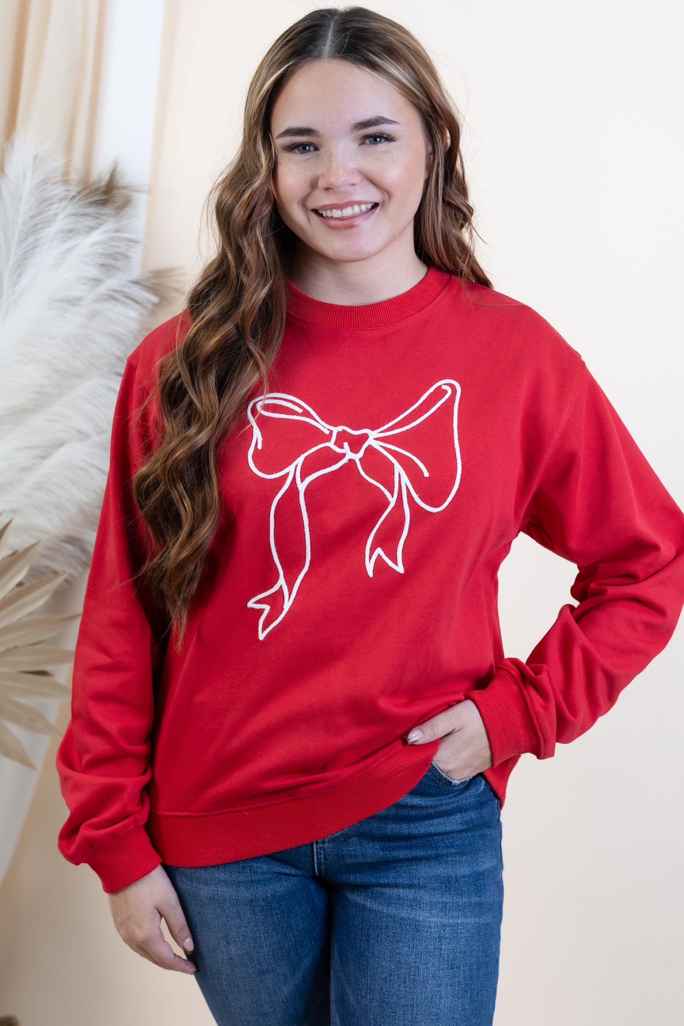 "Tied Together" Sweatshirt (Red/Cream)