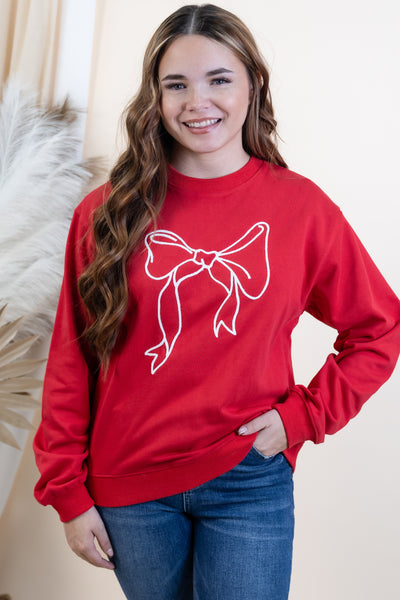 "Tied Together" Sweatshirt (Red/Cream)