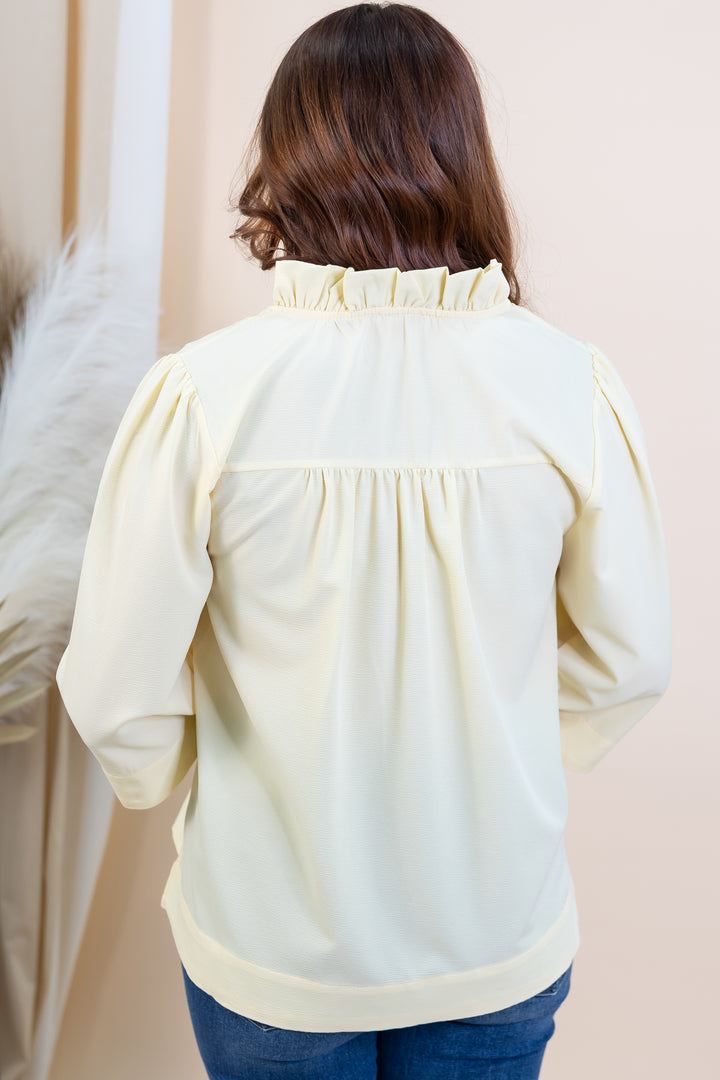 "Gathering Grace" Blouse (Butter Yellow)