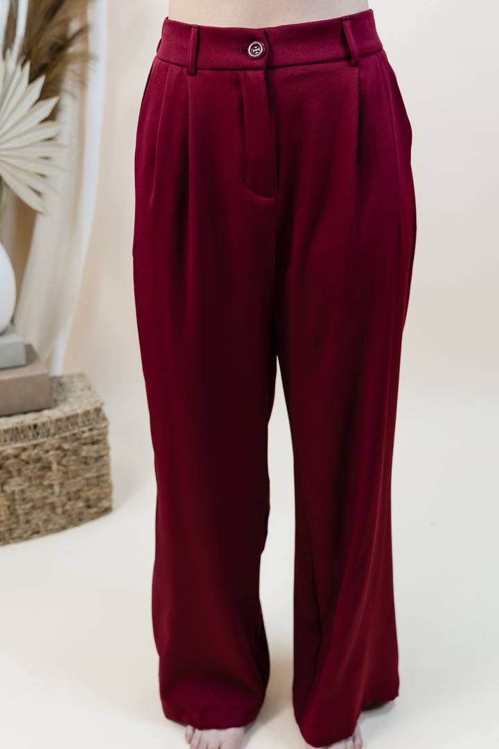 "Chic Routine" Pants (Burgundy)